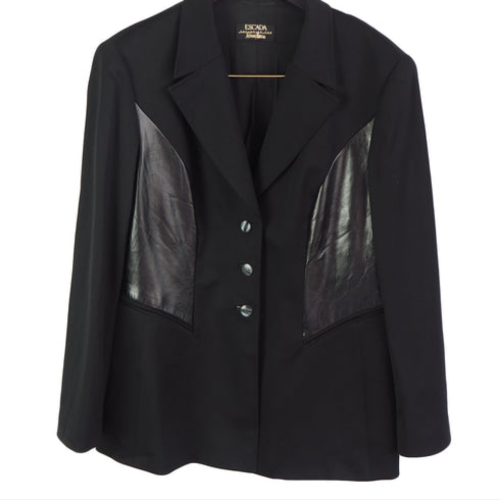 Vintage Escada Black Jacket w/Leather Insets